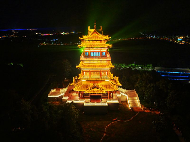 【视频】江西新余：七夕阁夜景 尽显楼阁魅力